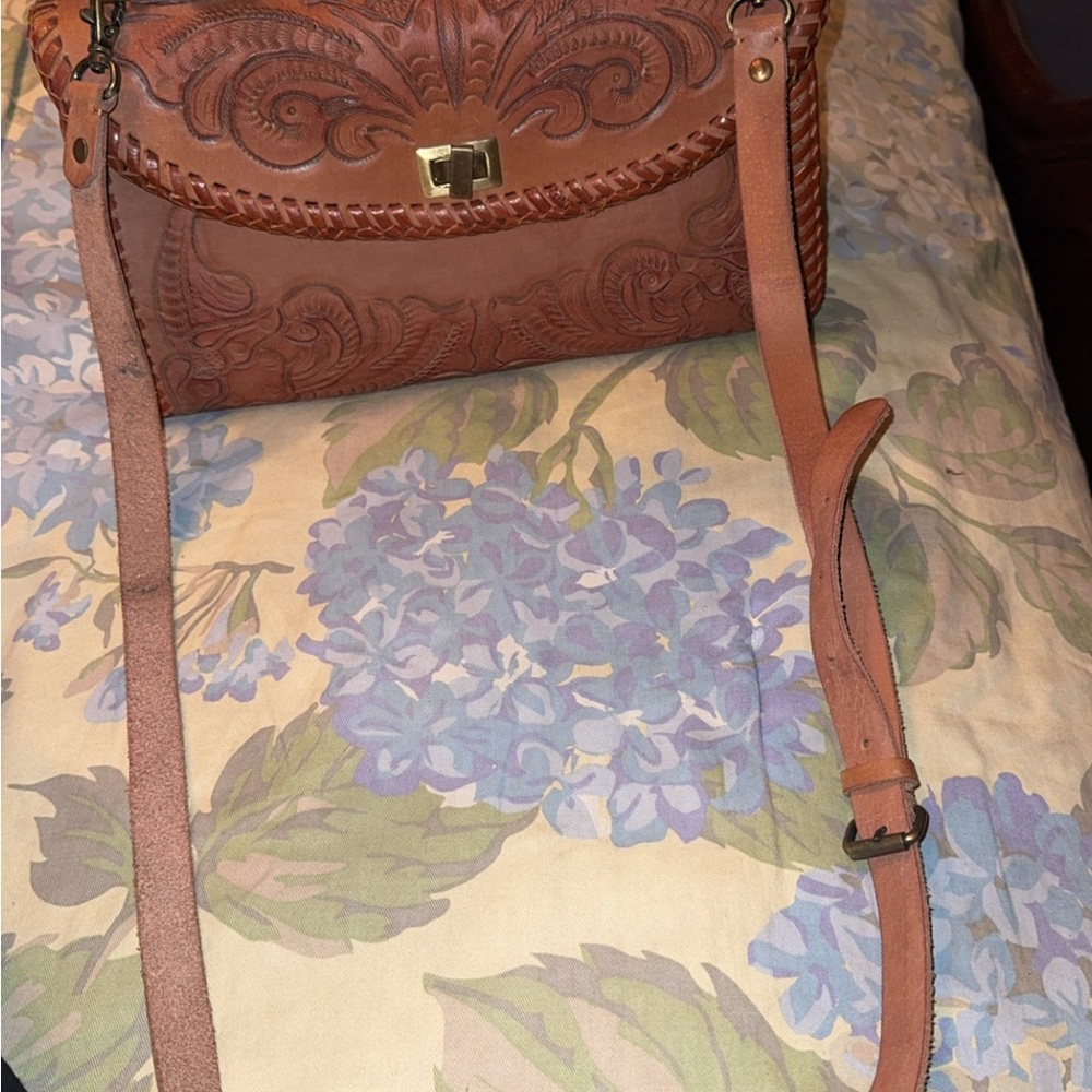 Kimchi Blue Tooled Leather Satchel in Cognac - Picture 7 of 7